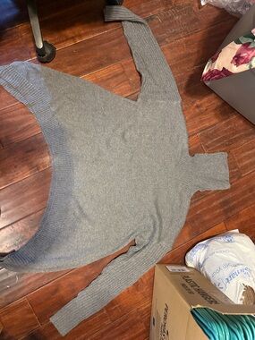 Gray Turtleneck Women's Sweater - Classic Ribbed Knit